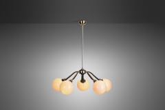 European Mid Century Modern Brass Ceiling Lamp with Leaf Motif Europe ca 1950s - 3110148