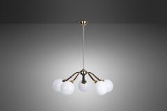 European Mid Century Modern Brass Ceiling Lamp with Leaf Motif Europe ca 1950s - 3110149