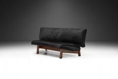 European Mid Century Sofa in Black Cow Hide Europe ca 1950s - 3385689