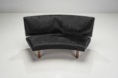 European Mid Century Sofa in Black Cow Hide Europe ca 1950s - 3385692