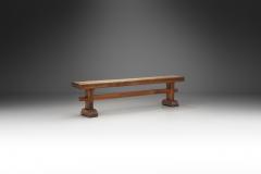 European Mid Century Solid Wood Trestle Bench Europe ca 1950s - 2738180
