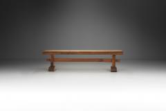 European Mid Century Solid Wood Trestle Bench Europe ca 1950s - 2738182