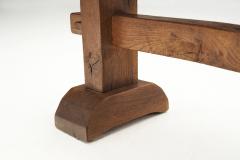 European Mid Century Solid Wood Trestle Bench Europe ca 1950s - 2738190