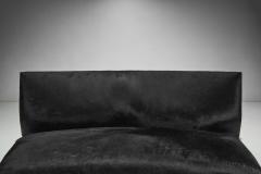 European Mid Century Two Part Sofa in Black Cow Hide Europe ca 1950s - 2717696