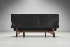 European Mid Century Two Part Sofa in Black Cow Hide Europe ca 1950s - 2717700