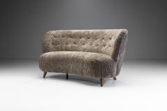 European Mid Century Upholstered Crescent Sofa Europe ca 1950s - 2383780
