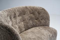 European Mid Century Upholstered Crescent Sofa Europe ca 1950s - 2383786