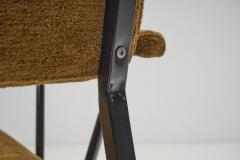 European Modern Metal Accent Chair Upholstered in Velour Europe ca 1960s - 3254624