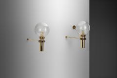 European Modern Wall Sconces in Brass Bubble Glass Europe ca 1950s - 3159504
