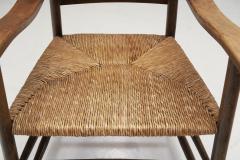 European Modernist Oak and Straw Armchairs Europe 1960s - 2986520