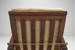 European Oak Deck Chair with Adjustable Backs Europe ca 1960s - 3213278