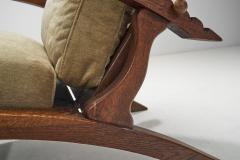 European Oak Deck Chair with Adjustable Backs Europe ca 1960s - 3213279