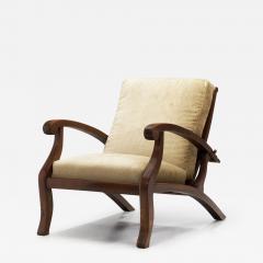 European Oak Deck Chair with Adjustable Backs Europe ca 1960s - 3223574