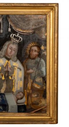 European Reverse Painting on Glass of a King Praying for a Child - 4137058