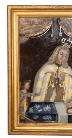 European Reverse Painting on Glass of a King Praying for a Child - 4137067