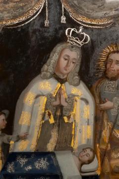 European Reverse Painting on Glass of a King Praying for a Child - 4137121