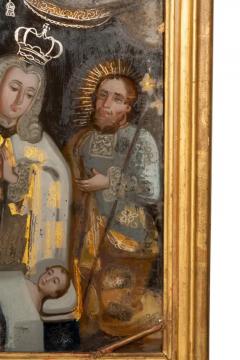 European Reverse Painting on Glass of a King Praying for a Child - 4137123