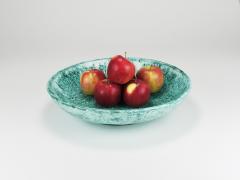 Eva Ruffoni Eva Ruffoni Large Turquoise Ceramic Art Fruit Bowl 15 Diameter Italy 1980s - 4313203