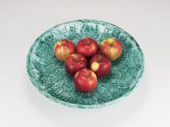 Eva Ruffoni Eva Ruffoni Large Turquoise Ceramic Art Fruit Bowl 15 Diameter Italy 1980s - 4313210