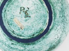 Eva Ruffoni Eva Ruffoni Large Turquoise Ceramic Art Fruit Bowl 15 Diameter Italy 1980s - 4313230