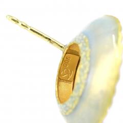 Eva Steinberg Internally Flawless White Diamond Opalescent Enamel Flower Stud Earrings - 4703098