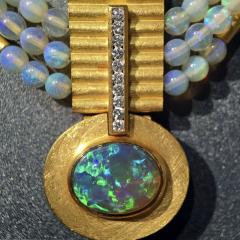 Eva Steinberg Phenomenal Lightning Ridge Black Opal Diamond White Opal Multistrand Necklace - 4743234