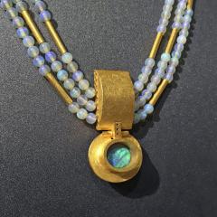 Eva Steinberg Phenomenal Lightning Ridge Black Opal Diamond White Opal Multistrand Necklace - 4743235