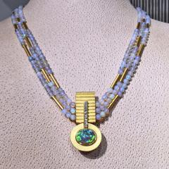 Eva Steinberg Phenomenal Lightning Ridge Black Opal Diamond White Opal Multistrand Necklace - 4743239