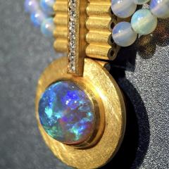 Eva Steinberg Phenomenal Lightning Ridge Black Opal Diamond White Opal Multistrand Necklace - 4743240