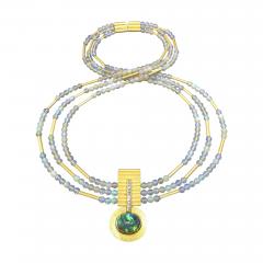 Eva Steinberg Phenomenal Lightning Ridge Black Opal Diamond White Opal Multistrand Necklace - 4779910