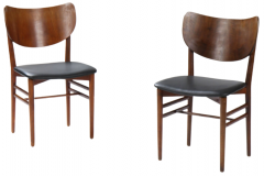 Eva and Nils Koppel Set five Niels Eva Koppel walnut leather dining chairs - 2985607