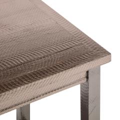 Evan Lobel Lobel Originals 2 Tier Side Table in Metallic Platinum Snake Skin New  - 2106945