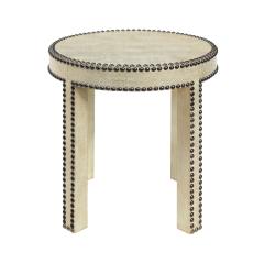 Evan Lobel Lobel Originals Side Table in Platinum Embossed Lizard and Bronze Studs New  - 2110866