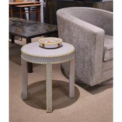 Evan Lobel Lobel Originals Side Table in Platinum Lacquered Linen and Brass Studs New  - 2110660