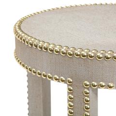 Evan Lobel Lobel Originals Side Table in Platinum Lacquered Linen and Brass Studs New  - 2110663
