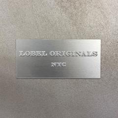 Evan Lobel Lobel Originals Side Table in Platinum Lacquered Linen and Brass Studs New  - 2110664
