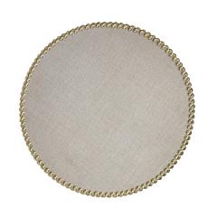 Evan Lobel Lobel Originals Side Table in Platinum Lacquered Linen and Brass Studs New  - 2110665