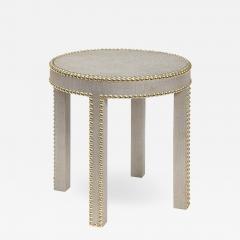 Evan Lobel Lobel Originals Side Table in Platinum Lacquered Linen and Brass Studs New  - 2111480