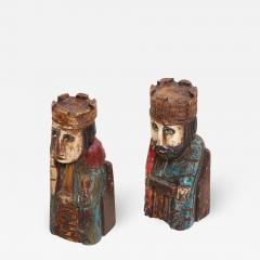 Evelyn Ackerman Pair of Wooden Queen and King Bookends - 855018