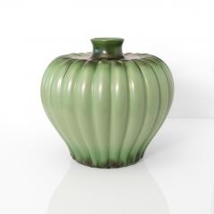 Ewald Dahlskog EWALD DAHLSKOG GREEN APPLE GLAZED VASE BO FAJANS SWEDEN 1940 - 3363844