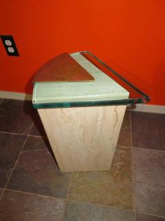 Excellent Springer style Travertine Side or End Table Midcentury - 1557910