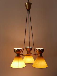 Exceptional 6 Flamed Mid Century Modern Pendant Lamp or Chandelier Sweden 1950s - 3874679