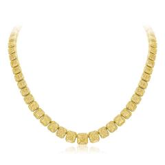 Exceptional 70 52cttw Radiant Diamond Collar 18K Yellow Gold Necklace - 4289973