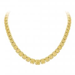 Exceptional 70 52cttw Radiant Diamond Collar 18K Yellow Gold Necklace - 4290594