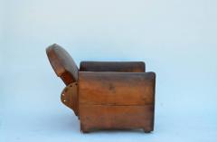 Exceptional Aged Leather French Art Deco Adjustable Club Chair - 974404