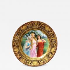 Exceptional Antique Hand Painted Royal Vienna Porcelain Plate with Raised Gold - 936109