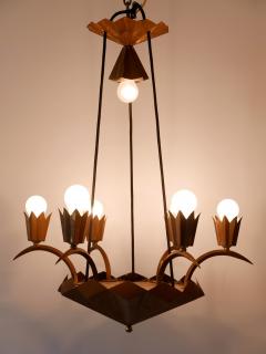 Exceptional Art Deco Cubist Brass Chandelier or Pendant Lamp 1920s - 2210077