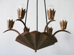 Exceptional Art Deco Cubist Brass Chandelier or Pendant Lamp 1920s - 2210082