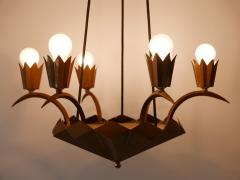 Exceptional Art Deco Cubist Brass Chandelier or Pendant Lamp 1920s - 2210087