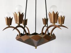 Exceptional Art Deco Cubist Brass Chandelier or Pendant Lamp 1920s - 2210089